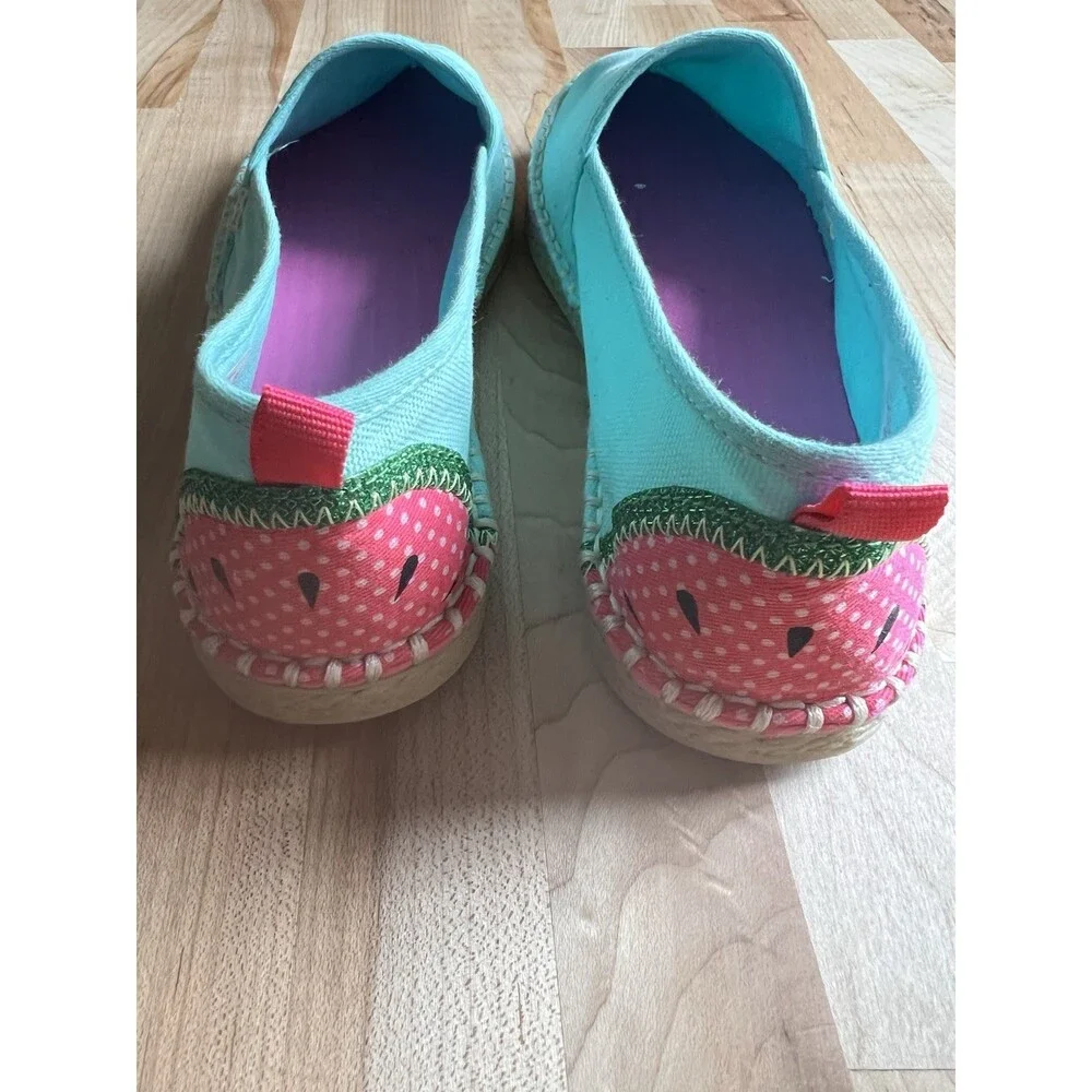 Sperry X Vineyard Vines Espadrille Flats Aqua Watermelon Girl's 5.5, Women's 7